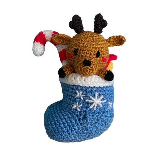 Reindeer In A Stocking Amigurumi Plush