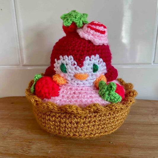 Strawberry Tart Penguin Amigurumi Plush